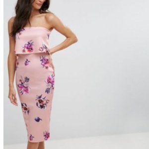 ASOS Crop Top Bandeau Floral Midi Dress US 4